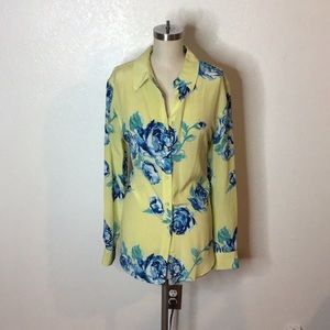 Equipment Silk Button Down Yellow Shirt Top M